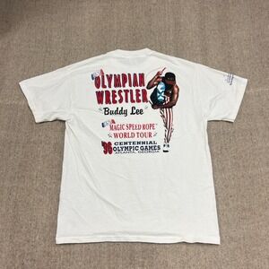 Vintage Professional Jump Rope Wizard Shirt Large White 90s Buddy LEE Speed Rope